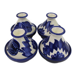 Le Souk Ceramique - Mini Stoneware Tagines, Set of 4, Jinane Design - Specialty Cookware