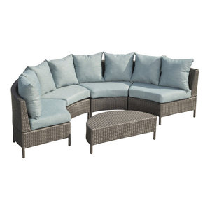 Gdf Studio 5 Piece Venice Outdoor Wicker Sofa Sectional Set Venice Outdoor Wicker Sofa Sectional