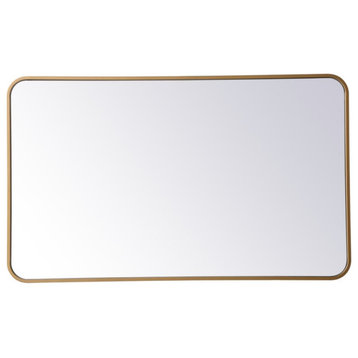 Soft Corner Metal Rectangular Mirror 24x40", Brass