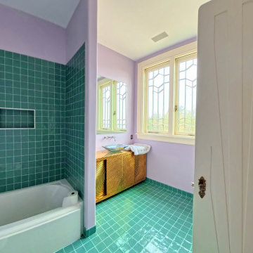 Custom Guest Bathroom with Handcrafted Tile and Artistic Finishes