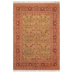 Bareens Designer Rugs - Pak Persian Deneen Green/Aubergine Wool Rug 8'0'' x 10'5'' - Designed with mesmerizing intricacy and gorgeous color palette, this hand-knotted masterpiece demonstrates the beauty and electrifying thrill of Pak Persian art. These meticulously hand-knotted Pak-Persian rug is made with pure wool and features breathtaking traditional, transitional, and tribal designs in bold luxurious color pallets. Known for their intricate designs these rugs are a reproduction of Persian rugs, made in Pakistan with unique Mughal designs. Made by master weavers using the same Persian texture, design and dying technique, we wanted to produce the most significant manifestation of Persian art, life, and culture. This rug is most famous for its exceptional quality, incredible designs, patterns, and vibrant rich color. Pak-Persian rugs made with Persian weave with high knot counts, which enables the high intricacy and detail found in the patterns are also referred to as "State of art", each color adds a rich beautiful detail in the artwork of this rug. The design, color, and beautiful chromatic composition with a vibrant sheen with intricate designs, exude beauty, elegance, and quality make this rug a masterpiece of its own.