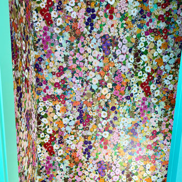 Bold Floral Wallpaper Installation in Closet Space