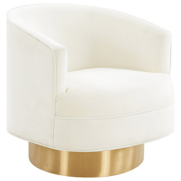 Stella Velvet Swivel Chair Cream