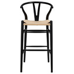 Euro Style - Evelina-B Bar Stool, Black Frame and Natural Seat, Black - Crafted with a rush seat and solid wood frame, the Evelina Bar Stool uses century old finishing techniques to bring graceful elegance to your home. Match this with the Evelina Counter Stool and Evelina Side Chair for the perfect combination.