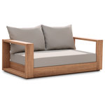 Meridian Furniture - Tulum Waterproof Fabric Upholstered Outdoor Loveseat, Gray - Make this Tulum teak outdoor patio loveseat the go to spot for relaxing and entertaining guest in your outdoor space. This loveseat features resilient water resistant grey fabric making it the perfect spot to rest your feet and enjoy the company of friends or family while you take in the sunrise. Teak construction makes it a tough addition for the patio or porch and gives it the longevity and durability it needs to weather the elements with beautiful ease. Pair it with other items from the Tulum collection for a look that impresses from every angle.