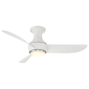 Corona 3-Blade Flush Mount Ceiling Fan, Brushed Nickel/Matte White