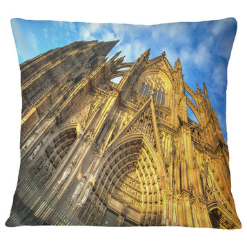 Facade of Dom Church With Blue Sky Cityscape Art Throw Pillow, 16"x16"