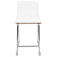 LumiSource Mara 26" Counter Stool, Walnut And White, Set Of 2