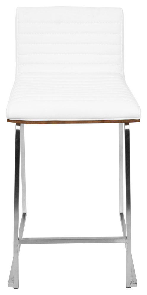 LumiSource Mara 26" Counter Stool, Walnut And White, Set Of 2