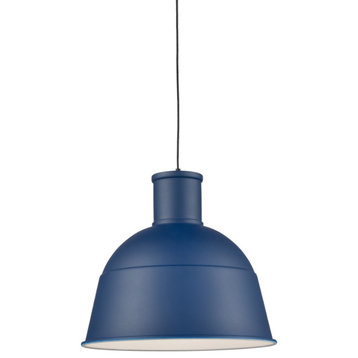 Irving Single Lamp Pendant, Indigo Blue, 16"Dx14"H