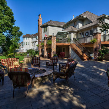 Stone Patio and Fire Pit Overview of Incredible Luxury Landscape!