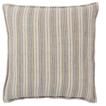 Jaipur Living Lucien Striped Pillow, Cream/Gray, 20"x20", Down Fill