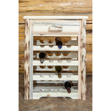 Montana Collection Wine Cabinet, Clear Lacquer Finish