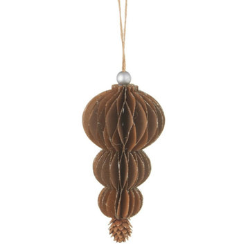 6.5" Silent Luxury Glittered Drop with Pine Cone Pendent Christmas Ornament