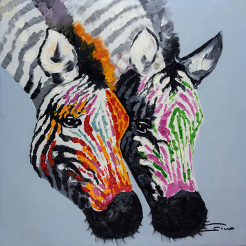 2 Zebras Wall Art, 24"x24"