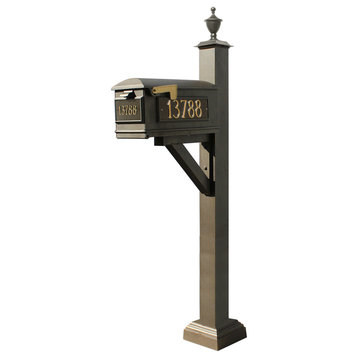 Westhaven System-Mailbox, 3 Cast Plates, Square Collar, Urn Finial, Bronze