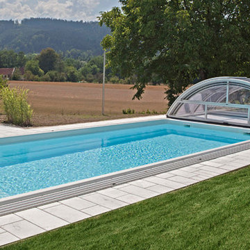 Retractable Swimming Pool Enclosure Low line Welkin Style PL01