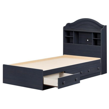 South Shore Summer Breeze Twin Engineered Wood Bed Set in Blueberry
