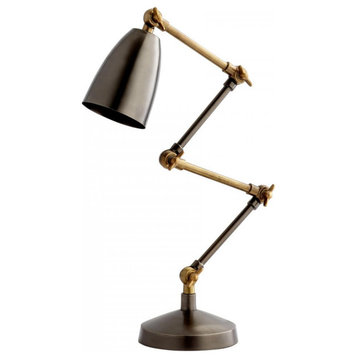 Angleton Desk Lamp, Bronze & Black, Aluminum Brass & Stainless Steel, 23.75"H