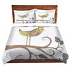 Bird Talk Twill Duvet Cover, Queen/Full Duvet 88"x88"