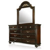 Furniture of America Damos 2-Piece Solid Wood Dresser and Mirror in Dark Walnut