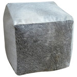 Foreign Affairs Home Decor - Square Cowhide Pouf India, Grey Cowhide - Our INDIA square pouf will be the most comfortable cube in your home! Stylish in grey cowhide while firm enough for seating and lounging. And the perfect place to put your feet up. Each item is unique due to the cowhide used. 16" square