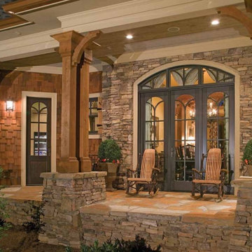 Side Porch breezeway of Contemporary Craftsman House Design - with Country Style