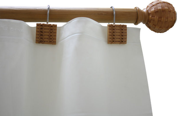Contemporary Shower Curtain Rods Bamboo Shower Tension Rod And Hook Set