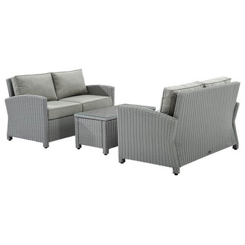 Crosley Bradenton 3 Piece Patio Sofa Set in Gray