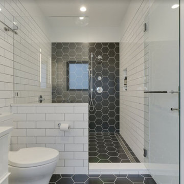 Hexagon and Subway tile bathroom