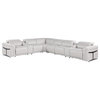 Giovanni 8-Piece 4-Power Reclining Italian Leather Sectional, Light Gray
