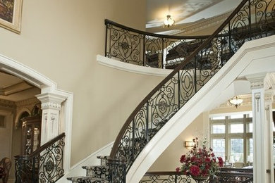Inspiration for a huge timeless marble floor foyer remodel in Detroit with beige walls