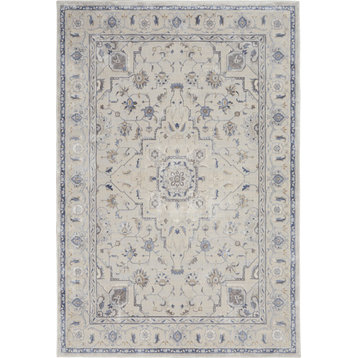 Nourison Silky Textures SLY08 2'2"x7'6" Ivory/Gray Rug