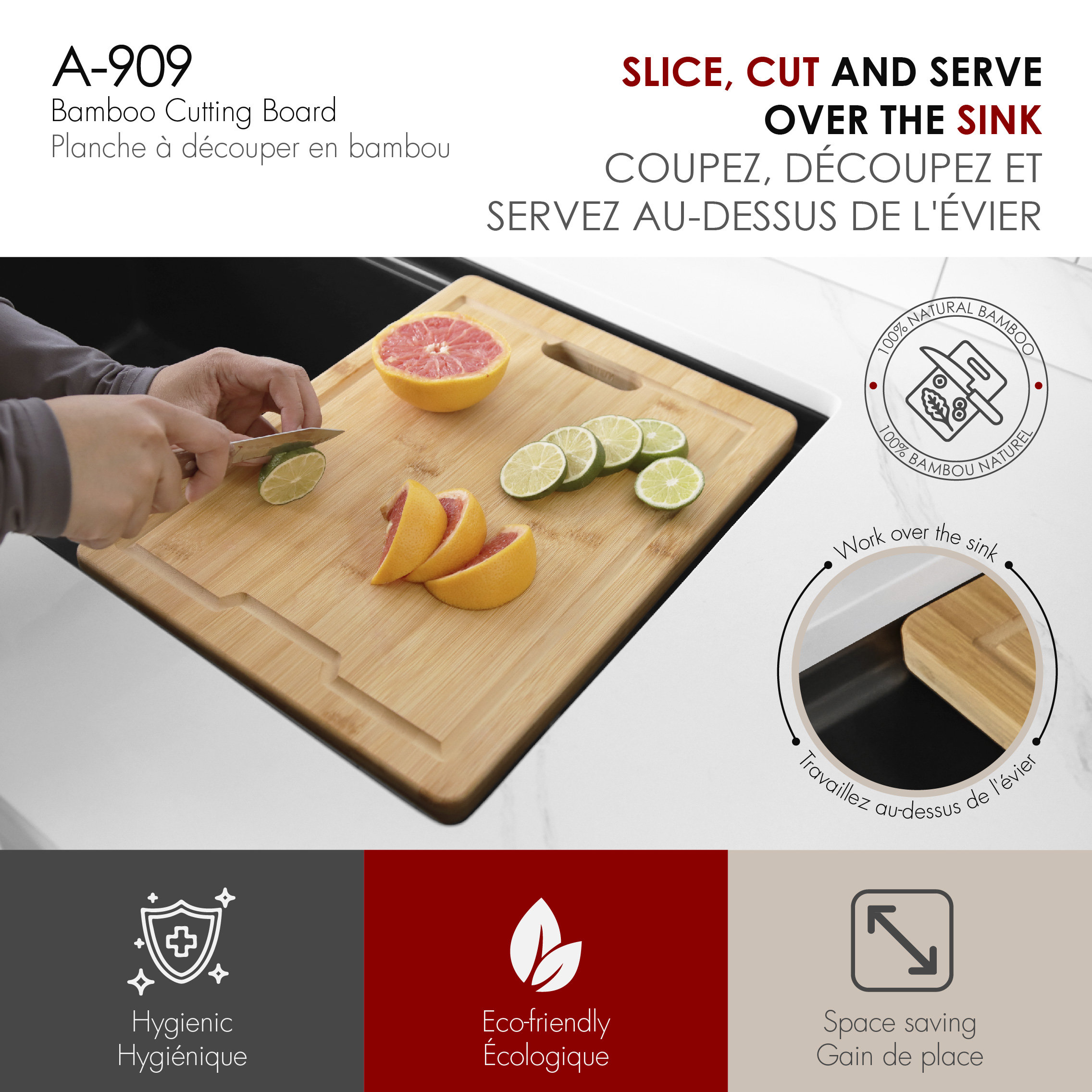 STYLISH 15 1/8" Bamboo Workstation Cutting Board