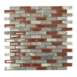 Volcano Red Crystal Glass Mosaic Tile Brick Pattern (Glossy&Matte) - Home Decor