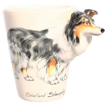 Shetland Sheepdog 3D Ceramic Mug, Gray