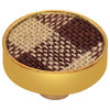 Basketweave 1-3/5" Checkered Red and Brown Cabinet Knob