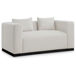 Meridian Furniture - Alfie Linen Textured Fabric Upholstered Loveseat, Beige - Make this Alfie linen textured fabric living room loveseat the center a cozy reading nook. This overstuffed chair is stunning from angles, with its contemporary design elements and chic rich beige color. Plumply stuffed with fluffy fill to create the ultimate space for snuggling up with your favorite reading material or while binging on the latest TV program. The loveseat rests on a black finish solid wood base for stability and added contrast with its beige upholstery.