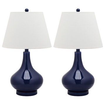 Safavieh Amy Gourd Glass Lamps, Set of 2, Navy