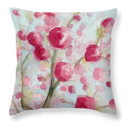 Cherry Blossoms Pink and Blue Decorative Pillows - Decorative Pillows