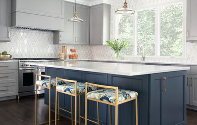 Thoughtful Style and Storage in a Gray-and-Blue Kitchen
