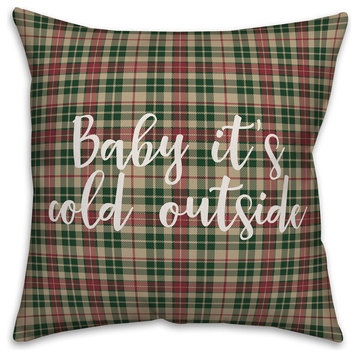Baby It's Cold Outside, Tartan Plaid 18x18 Throw Pillow Cover