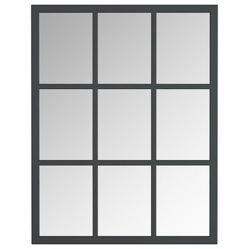 Trion Black Framed Window pane mirror
