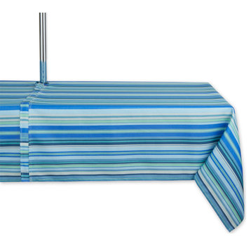 Blue Ocean Stripe Print Outdoor Tablecloth 60X84
