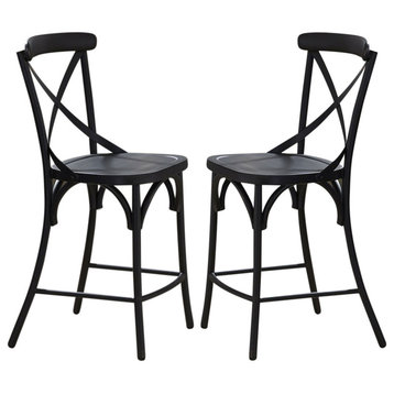 Liberty Furniture Vintage Dining Series X-Back Counter Chair in Black (Set of 2)