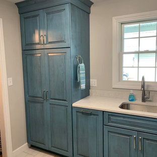 75 Beautiful Laundry Room With Turquoise Cabinets And Quartz