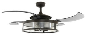 Fanaway Classic Retractable 4-Blade Ceiling Fan, Antique Black and Smoke