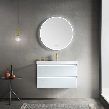 Calacatta White Luxury Vanity with LED Mirror