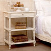 Napoleon French Country Old Creme Caned Nightstand Side Table