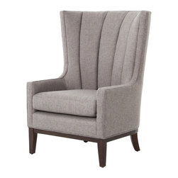 Four Hands Furniture - Kensington Channelled Wing Chair, Chess Pewter - Armchairs And Accent Chairs